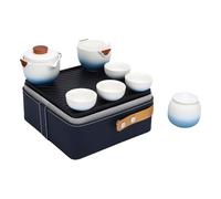 Oreilet Service à thé Chinois Kung Fu, Tasses à thé Kung Fu en Céramique avec 4 Tasses, Service à thé Chinois Gongfu Portable Voiture, Théière Japonaise en Porcelaine pour Voyage