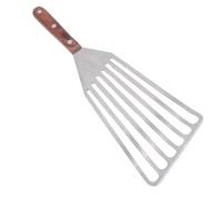 Oreilet Spatule à Poisson en Acier Inoxydable, Spatule à Poisson Fendue avec Manche en Bois, Retourneur de Barbecue, Flipper Multifonctionnel pour la Cuisson, la Friture, le Retournement (Grand :
