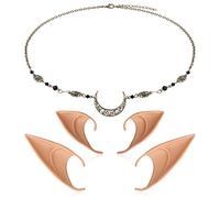 Oreille Elfe Fée Lune Tête Chaîne Rétro Cristal Coiffure Cheveux Accessoires Diademe Costume Oreilles Elfe de Noel Bal Masqué Accessoires Elf Ears Cosplay Femme