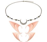 Oreille Elfe Femme Cosplay Fée Elfe Oreille Lune Tête Chaîne Elf Ears Rétro Cristal Coiffure Bandeau Doux Oreilles Elfe Costume Elfe Diademe Femme