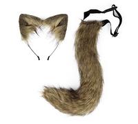 Oreille et Queue de Renard Cosplay, Queue de Renard Deguisement Adulte Enfants, Cosplay Costume Hair Hoop Accessoires de Tête Costume de Fête de Noël Halloween, Taille Unique, Jaune