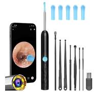 Oreille,Kit Pro - Dispositif De Nettoyage PréCis Et SéCurisé,Endoscope Nettoyant Oreille Kit avec 6 LumièRes LED,Suitable for iOS and Android,Ip67 éTanche (Black)
