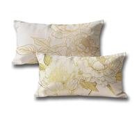 Oreiller 40x80 Lot de 2 Double Face Housse de Coussin Jaune Fleurs Motif Rectangulaire Résistant Lin Decoratif Coussin Canape Automne Housse Coussin pour Chambre Maison Jardin Decoration e-288