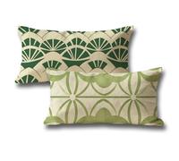 Oreiller 50x90 Lot de 2 Double Face Housse de Coussin Vert Europe du Nord Motif Rectangulaire Velours Decoratif Coussin Canape Automne Housse Coussin pour Chambre Maison Jardin Decoration e-360