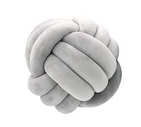 Oreiller à Boule de Noeud, Oreiller de Balle Nouée, Coussin de Canapé en Peluche Doux, Oreiller Nœud Tissé à Main Coussin Décoratifs pour Canapé, Lit,20 x 20 cm (Gris)