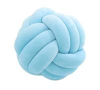 Oreiller à Boule de Noeud, Oreiller de Balle Nouée, Coussin de Canapé en Peluche Doux, Oreiller Nœud Tissé à Main Coussin Décoratifs pour Canapé, Lit,20 x 20 cm (Bleu)