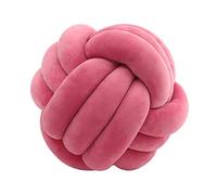Oreiller à Boule de Noeud, Oreiller de Balle Nouée, Coussin de Canapé en Peluche Doux, Oreiller Nœud Tissé à Main Coussin Décoratifs pour Canapé, Lit,20 x 20 cm (Rose Rouge)