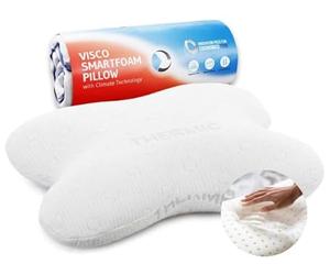 Oreiller à Mémoire de Forme ACAMAR, Coussin Cervical Ergonomique Orthopédique, Mousse Viscoélastique, Oreiller Papillon Idéal pour Dormir sur Le Côté ou Moitié Côté-Ventre, Taie avec Thermorégulation