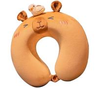 Oreiller Animaux Dessin Animé Mignon Enfants, Coussin Voyage Portable Mousse Mémoire, Oreiller Soutien Cervical Forme U Doux Ultra, Oreiller Cou pour Voiture,Avion, Bureau, Maison(Canard et Capybara)