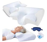 Oreiller ApnéE Du Sommeil,Oreiller Anti Ronflement Et ApnéE Positionnelle,Coussin Ergonomique Cervical MéMoire De Forme Pour Dormeurs De CôTé, De Dos Et Sur Le Ventre Avec Taie Amovible (2, Blanc)