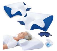 Oreiller ApnéE Du Sommeil,Oreiller Anti Ronflement Et ApnéE Positionnelle,Coussin Ergonomique Cervical MéMoire De Forme Pour Dormeurs De CôTé, De Dos Et Sur Le Ventre Avec Taie Amovible (2, Bleu)