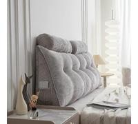 Oreiller appui-tête en coin, appui-tête queen size avec 2 oreillers cervicaux, oreiller de dossier triangulaire en coin avec housse amovible pour lits, canapés-lits et lits de salon Gray,150cm