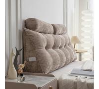 Oreiller appui-tête en coin, appui-tête queen size avec 2 oreillers cervicaux, oreiller de dossier triangulaire en coin avec housse amovible pour lits, canapés-lits et lits de salon Brown,180cm