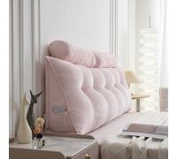 Oreiller appui-tête en coin, appui-tête queen size avec 2 oreillers cervicaux, oreiller de dossier triangulaire en coin avec housse amovible pour lits, canapés-lits et lits de salon Pink,200cm