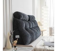Oreiller appui-tête en coin, appui-tête queen size avec 2 oreillers cervicaux, oreiller de dossier triangulaire en coin avec housse amovible pour lits, canapés-lits et lits de salon Black,150cm