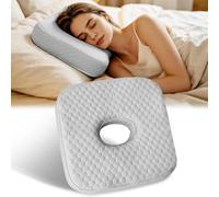 Oreiller avec Trou, Coussin Piercing Oreille, Taie d'oreiller Amovible | Oreiller De Piercing Dormir sur Côté, Réduit Pression Auriculaire, Oreiller Beignet (Gris)