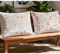 Oreiller Beige Oreiller 30x50cm Lot de 2 Coussin Canape Floral,Oreiller Rectangulaire avec Fermeture Eclair Cachée,2026 Nouveau Velours Housse de Coussin pour Décoration Salon Canapé Chaise Lit O-79O