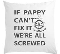 Oreiller blanc avec motif d'ancrage « If Pappy Can't Fix It We're All Screwed Anchor » - 40 x 40 cm - Avec rembourrage blanc