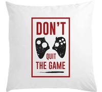 Oreiller blanc avec motif manette de jeu Don't Quit The Game Broken 40 x 40 cm avec rembourrage blanc