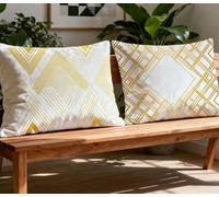 Oreiller Blanc Oreiller 40x70cm Lot de 2 Coussin Canape Géométrie,Oreiller Rectangulaire Avec Fermeture Eclair Cachée,2026 Nouveau Velours Housse de Coussin pour Décoration Salon Canapé Chaise O-1043O