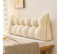 Coussin cale pour lit - Coussin triangulaire en velours pour lit - Grand traversin pour la lecture, coussin de soutien lombaire pour dortoir, chambre à coucher, canapé, tatami, lit de jour (beige, 180