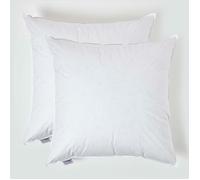 Oreiller carré - HOMESCAPES - 65 x 65 cm - Lot de 2 - Plumes de canard - Coton 100%