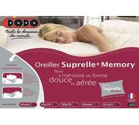 DODO Oreiller Suprelle Memory – uni classique blanc 65 x 65 cm – synthétique ergonomique
