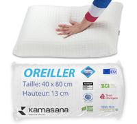 Oreiller Cervical Anatomique 40 X 60 - Hauteur 13 Cm - Coussin Ergonomique Contre Les Douleurs Cervicales - Mémoire De Forme Avec Technologie Antibactérienne - Hypoallergénique Et Respirant