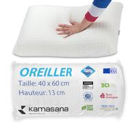 Oreiller Cervical Anatomique 40 X 60 - Hauteur 13 Cm - Coussin Ergonomique Contre Les Douleurs Cervicales - Mémoire De Forme Avec Technologie Antibactérienne - Hypoallergénique Et Respirant