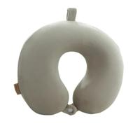 Oreiller cervical en coton à mémoire de rebond lent, oreiller en forme de U, for voiture, voyage, bureau, broderie, oreiller de sieste en forme de U, couleur unie Coussin de Nuque(Curry color)