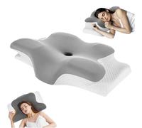 Oreiller cervical en mousse à mémoire ergonomique avec ajustement à double hauteur pour un sommeil confortable. Conçu pour contourner la courbe naturelle du cou, accueillant les LightGrey 60*40*12cm