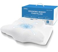 Oreiller Cervical Ergonomique à Mémoire de Forme, Oreiller Orthopédique pour Douleurs Cervicales, Coussin Cervical 2 Hauteurs Réglables 11/13 cm, Papillon pour Dormeurs Côté et Dos, Housse Lavable