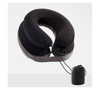 Oreiller Cervical Gonflable, Oreiller Cervical Gonflable Double Couche for Voyages en Avion et en Voiture avec Un Sac de Rangement - Noir(With storage bag)