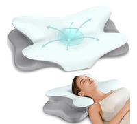 Oreiller cervical pour soulager les douleurs cervicales, oreiller rafraîchissant en mousse à mémoire de forme, oreiller orthopédique réglable pour dormeur latéral et dos avec taie d'oreiller