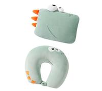 Oreiller cervical transformable en forme de dinosaure, Green | Coussin de soutien de doux avec fermeture pour les déplacements en avion et le repos du canapé