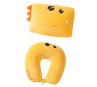 Oreiller cervical transformable en forme de dinosaure, Yellow | Coussin de soutien de doux avec fermeture pour les déplacements en avion et le repos du canapé