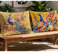 Oreiller Couleur Orange Oreiller 30x50cm Lot de 2 Coussin Canape Paon,Oreiller Rectangulaire avec Fermeture Eclair Cachée,2026 Nouveau Velours Housse de Coussin pour Décoration Canapé Chaise O-983O