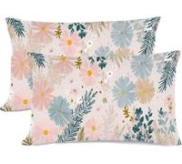 Oreiller Coussin Couleur Unie Protege Oreiller 40x80 cm Taie Oreiller Lot de 2 en Chanvre de Coton Fleurs Decoration Automne Housse Coussin Exterieur, Chambre Salon de Jardin Chaise Lit Coussin z0j416