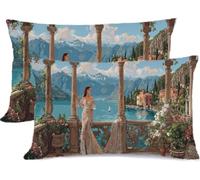 Oreiller Coussin Femmes Protege Oreiller 40x80 cm Taie Oreiller Lot de 2 en Chanvre de Coton Paysage Decoration Automne Housse Coussin Exterieur, Chambre Salon Jardin Chaise Lit Coussin Canape z0j-360