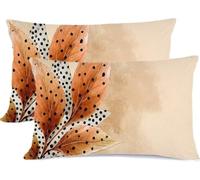 Oreiller Coussin Feuille D'Érable Protege Oreiller 35x70 cm Taie Oreiller Lot de 2 en Chanvre de Coton Jaune Decoration Automne Housse Coussin Exterieur, Chambre Salon Chaise Lit Coussin z0j-768