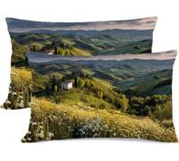 Oreiller Coussin La Montagne Protege Oreiller 40x80 cm Taie Oreiller Lot de 2 en Chanvre de Coton Le Chalet Decoration Automne Housse Coussin Exterieur, Chambre Salon Jardin Chaise Lit Coussin z0j-440