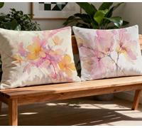 Oreiller Crème Oreiller 40x70cm Lot de 2 Coussin Canape Fleur,Oreiller Rectangulaire Avec Fermeture Eclair Cachée,2026 Nouveau Velours Housse de Coussin pour Décoration Salon Canapé Chaise Lit O-1119O