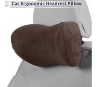 Oreiller D'Appui-Tête De Voiture Ergonomique Confortable Oreiller De Soutien Cervical Similicuir Et Mousse À Mémoire Largeur Ajustable 1 Pièce Pour Conduire Voyager marron