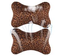 Oreiller D'Appui-Tête Pour Automobile - 2 Pièces Coussin Respirant Pour Véhicule - Coussin Cervical pour Siège Auto à Imprimé Léopard avec Sangle Réglable - pour Dormir Navette Voyage Road Trip