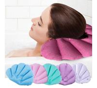 Oreiller De Bain De Spa En Tissu Éponge Gonflable, Avec Ventouses, Oreiller De Soutien Du Cou En Forme D'éventail Pour Le Séchage Du Support Du Cou Et Des Épaules