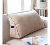 Oreiller De Coin Grand Coussin De Support Lombaire Pour Canapé De Tête De Lit De Lit, Dossier De Positionnement Du Dos, Oreiller à Lecture Douce Avec Couvercle Lavable Amovible Respirant(50×35×20cm,Kh