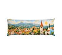 Oreiller de Corps 145x40cm Lot de 1 Vue de la Ville Taie d'oreiller pour Coussins Velours Canapé, Coussin de Grossesse Dormir Oreiller avec Fermeture éclair Invisible pour Salon Chambre Décor B-686