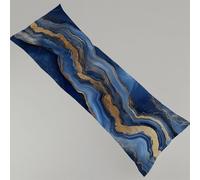 Oreiller de Corps Bleu Marine 40x145 cm Gros Coussin pour Dormir sur le Côté Marbre Taie de Traversin, Impression Recto Verso Lin Housse de Coussin Avec Fermeture Éclair Coussin Long Pillows Y4-618