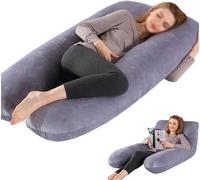 Oreiller de corps extra long en forme de U pour adultes - Pour dormir sur le côté, douleurs aux hanches et aux genoux (130 x 69,8 cm)