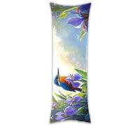 Oreiller de Corps Long 30 x 90 cm, Housse de Coussin Corps Oiseaux Iris Coussin, Dormeur sur Le Côté, Soutien du Dos et du Cou, Velour Taies d'oreiller, pour Décoration de d'intérieur c968